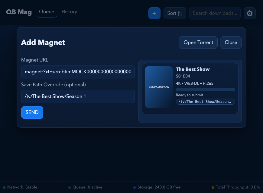QB Mag add torrent preview